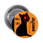 botón de Halloween del gato negro del infierno botones