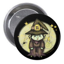 Botón de la bruja de Halloween Pin