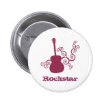 Botón de la guitarra de Rockstar, fucsia Pin