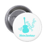 Botón de la guitarra de Rockstar, turquesa ligera Pins