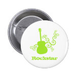 Botón de la guitarra de Rockstar, verde lima Pin