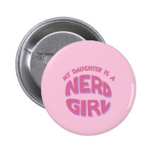 Botón de la hija del chica del empollón pin