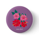 Botón de la insignia del arte: Púrpura del hibisco botones