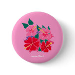 Botón de la insignia del arte: Rosa del hibisco botones