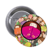 Botón de la muñeca de Kokeshi Pin
