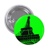 Botón de la torre Eiffel en verde Pin