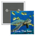 Botón de la tortuga de mar verde pins