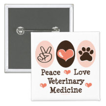 Botón de la veterinaría del amor de la paz pin