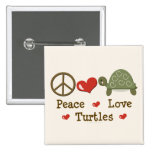 Botón de las tortugas del amor de la paz pin