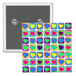 Botón de los corazones del colorf del arte pop botones