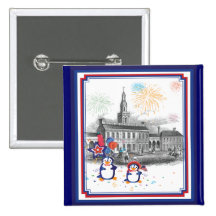 Botón de los pingüinos del Día de la Independencia