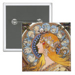 Botón de Nouveau del arte de Mucha - zodiaco - pen Pin