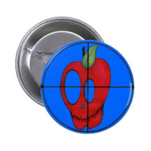 Botón de OBA, blanco roja del cráneo de la manzana Pin