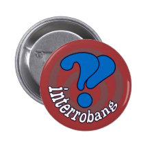 Botón del arte pop de Interrobang - rojo Pin