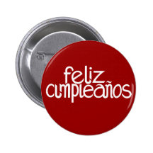 Botón del blanco de Feliz Cumpleaños Pin