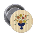 Botón del centro de flores del arte popular pin