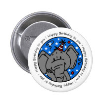Botón del cumpleaños del elefante del canto botones