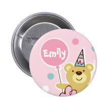Botón del cumpleaños del oso de peluche - modifica pins