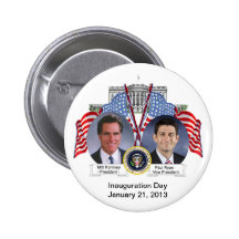 Botón del día de inauguración de Mitt Romney Paul 