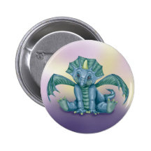 Botón del dragón del bebé azul de "Kelvin" Pins