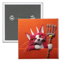 Botón del gatito del diablo pin