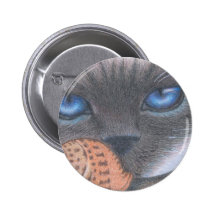 Botón del gato siamés y del caracol/insignia pin