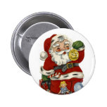 Botón del navidad de Santa del vintage Pin