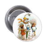 Botón del navidad del muñeco de nieve del vintage pin