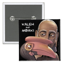 Botón del negro del retrato de Kaleh y de Mbaki Pins