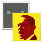 Botón del retrato de Barack Obama en rojo en amari Pins