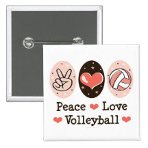 Botón del voleibol del amor de la paz pin