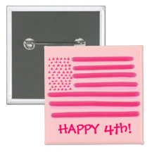 Botón feliz rosado de la bandera americana 4to pin
