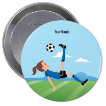 Botón grande de 4 pulgadas del fútbol del chica