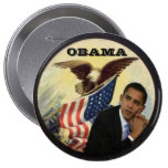 Botón grande de la bandera de Obama Eagle Pin