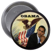 Botón grande de la bandera de Obama Eagle Pin