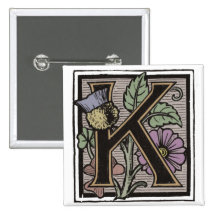 Botón inicial del casquillo de K con las flores Pin