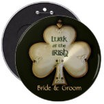 Botón irlandés de novia y del novio del trébol - m pin