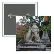 Botón japonés de la estatua del templo del león de botones