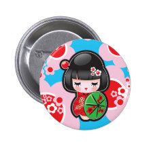 Botón japonés de la muñeca de Kawaii