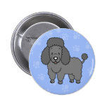 Botón lindo del caniche del perro del dibujo anima pins