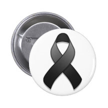 Botón negro de la cinta de la conciencia pins