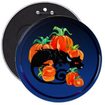 Botón negro del gatito de Halloween Pin