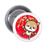 Botón - perrito - rojo japonés pins