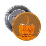 Botón personalizado del café en naranja