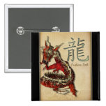 Botón personalizado dragón rojo chino pin