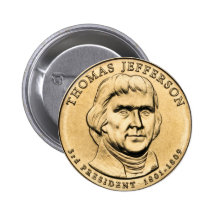 Botón presidencial de $1 monedas de Thomas Jeffers Pin