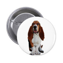 Botón redondo de la imagen de Basset Hound Pin