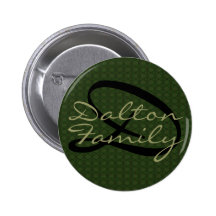 Botón redondo verde del monograma (familia) pins