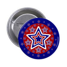 Botón rojo de las estrellas blancas y azules pins
