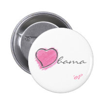 Botón rosado de Obama del corazón Pin
